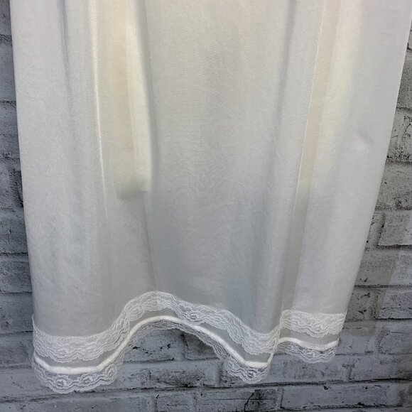 Vintage 90s Satin Lace Trim Hem Square Neck Midi Slip Lingerie Dress Nightgown - Picture 7 of 14